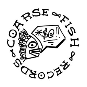 Back In The Area / Messerschmitt single cover: the Coarse Fish Records circular fish logo